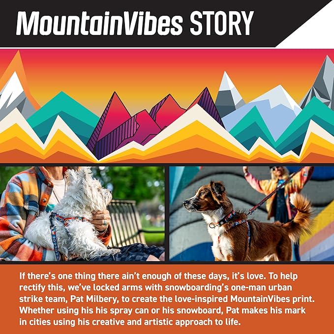 Wolfgang Heavy Duty, Adjustable Dog Collar with Quick Release Nylon Buckle for Walking & Training, MountainVibes Print, Medium