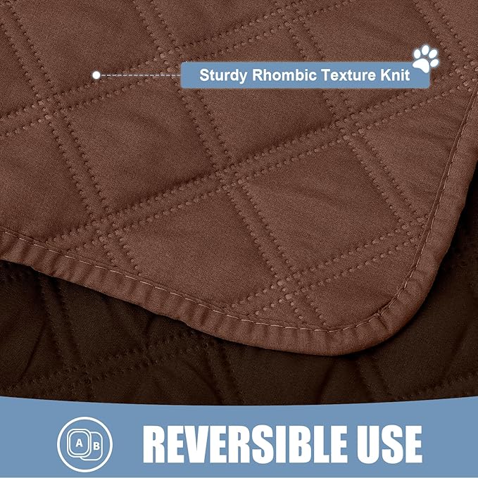 Smiry Waterproof Dog Bed Cover Pet Blanket, Soft Washable Dog Blanket for Furniture Bed Couch Sofa Reversible, Checkered (82"x120", Brown/Chocolate)