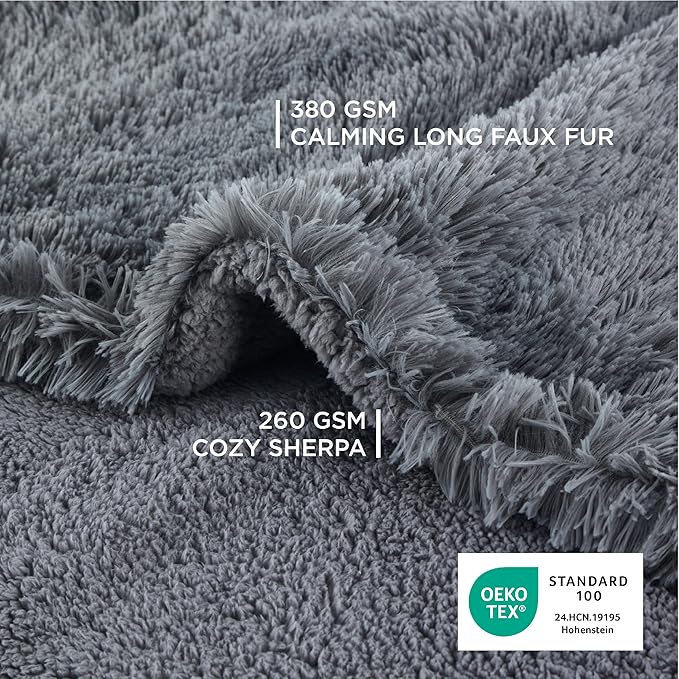 Bedsure Waterproof Dog Blankets for Small Dogs - Cat Blanket for Couch Protector Washable Long Faux Fur, Calming Soft Reversible Throw Furniture Protection for Puppy Pet, 25"x35", Grey