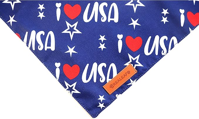 Realeaf 4th of July Dog Bandanas 2 Pack, Triangle Reversible American Flag Pet Patriotic Scarf for Boy and Girl, Premium Durable Fabric, USA Bandana for Large and Extra Large Dogs (X-Large)