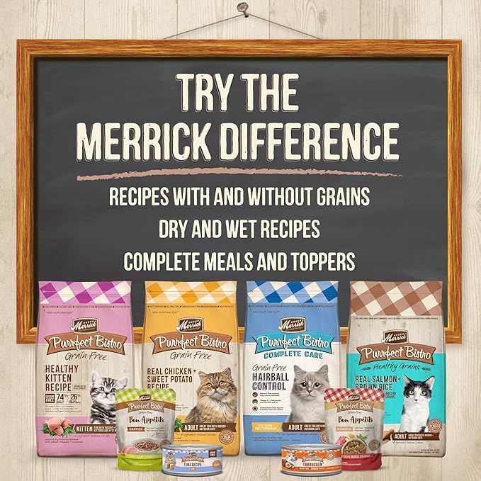 Merrick Purrfect Bistro Grain Free, Healthy, and Natural Dry Cat Food, Complete Care Sensitive Stomach Recipe - 4 lb. Bag