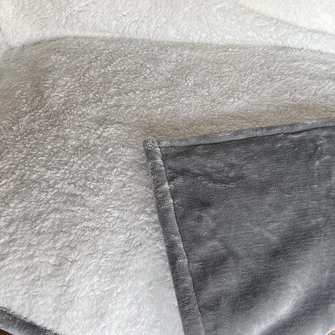 4Knines Plush Reversible Waterproof Dog Blanket – Soft Sherpa & Microfiber Pet Throw – Durable Couch, Bed, or Crate Protector for Dogs – Machine Washable Pet Cover – 60x48 Inch – Grey Color