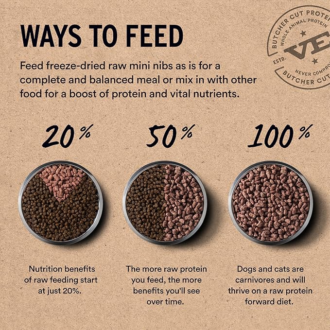 Vital Essentials Freeze-Dried Raw Beef Crunchy Nibs | Complete Meal or Mixer Dog Food | 14 oz