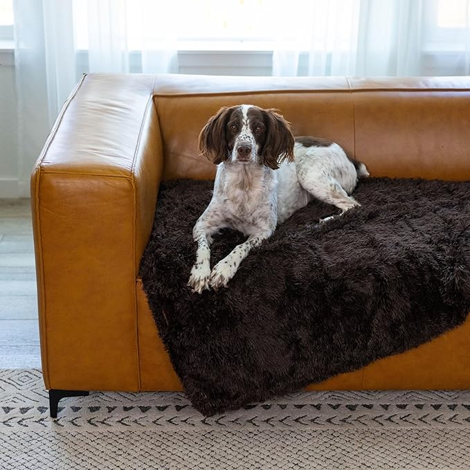 Best Friends by Sheri Calming Shag Dog Blanket – Ultra Soft Faux Fur Pet Throw, Anxiety-Relief, Lightweight Warm Bed Cover for Dogs and Cats, Machine Washable, Dark Brown, 40" x 50"