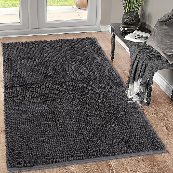 Amyracel Dirt Trapping Door Mat, 36" x 60" Large Absorbent Dog Door Mat for Muddy Paws, Quick Dry Non Slip Chenille Mud Mat for Dogs, Machine Washable Entry Indoor Entryway Rug for Inside Floor