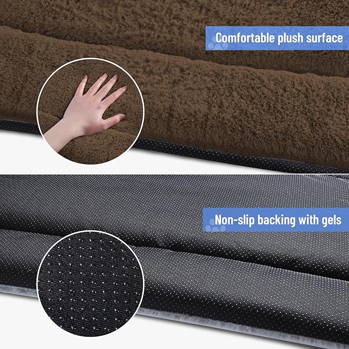 Dog Bed, Dog Crate Mat Washable, Ultra Soft & Anti-Slip S Dogs Bed Fit Dogs Crates & Kennels (Curry, 24.0" L x 18.0" W x 1.5" Th)