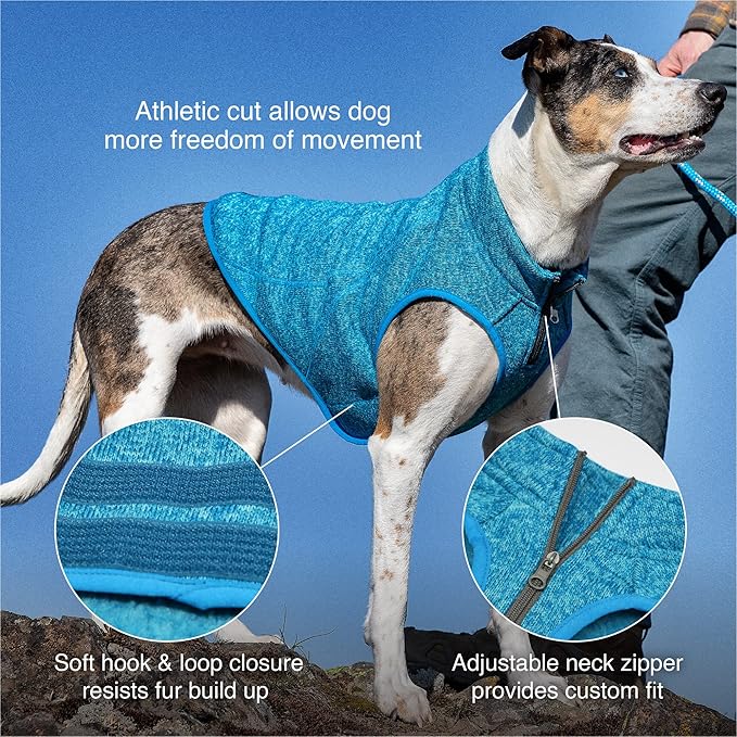 Kurgo Core Dog Sweater, Knit Dog Sweater With Fleece Lining, Cold Weather Pet Jacket, Zipper Opening for Harness, Adjustable Neck, Year-Round Sweater for Small Dogs (Heather Orange, X-Small)