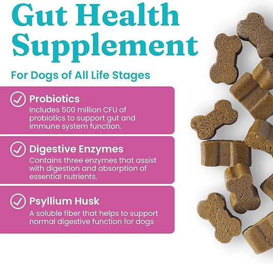 Solid Gold Dog Probiotics for Digestive Health - Probiotics for Dogs with Fiber & Digestive Enzymes for Bowel Support & Gut Health - Bacon Flavor Soft Chews to Support Digestion for All Ages - 120ct