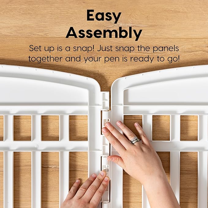 IRIS USA 24" 8-Panel Dog Playpen, 83.5 x 83.5 x 23.63, Puppy Playpen, Dog Play Pen Indoors, Pet Fence, Puppies/Small Dogs, White
