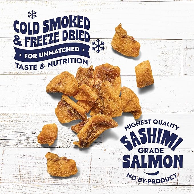Finfare Freeze Dried Dog Treats, Salmon Nuggets, Protein & Omega-3s, Grain Free Salmon Dog Training Treats, Crafted in USA, 2oz