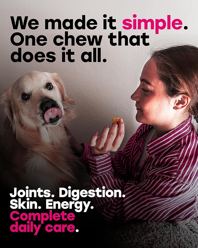 24-in-1 Complete Daily Multivitamin Dog Chews – Bacon Flavor – All-in-One PhD-Endorsed Support for Joints, Skin & Coat, Digestion, Immunity, Gut Health, Glucosamine, Omega-3, Probiotics - 140 Chews