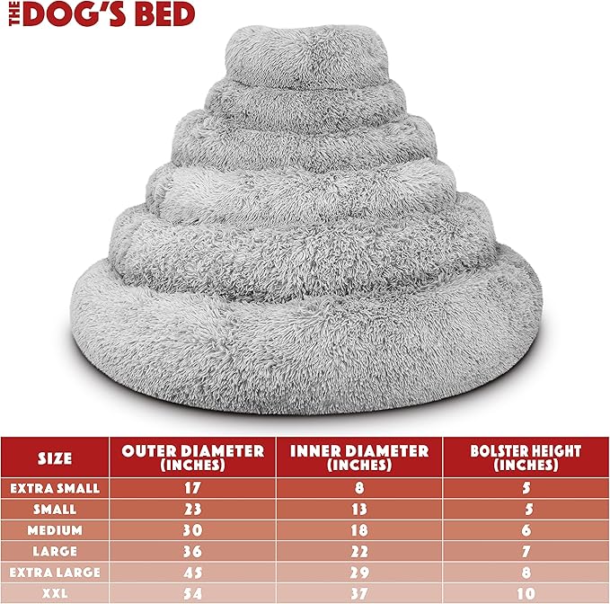 The Dog's Bed Replacement Cover Only for The Dog’s Bed Sound Sleep Donut Dog Bed Spare Cover, Small Silver Grey Fur, Veterinary Approved