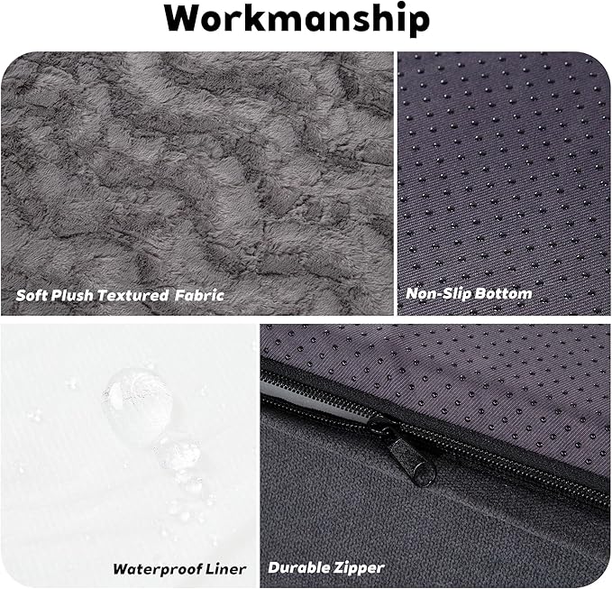 Memory Foam XL Dog Bed for XLarge Sized, Extra Large Orthopedic Dog Sofa with Sides and Waterproof Liner, Washable Bolster Pet Bed Couch with Removable Cover, 50x38x13 Inch, Dark Grey