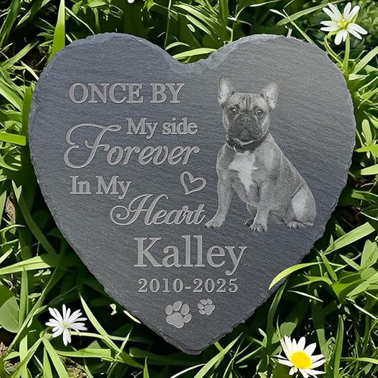 Pet Memorial Stone with Photo, Dog Memorial Gifts for Loss of Dog, Personalized Pet Memorial Gifts, Pet Loss Gift - in My Heart（Heart）