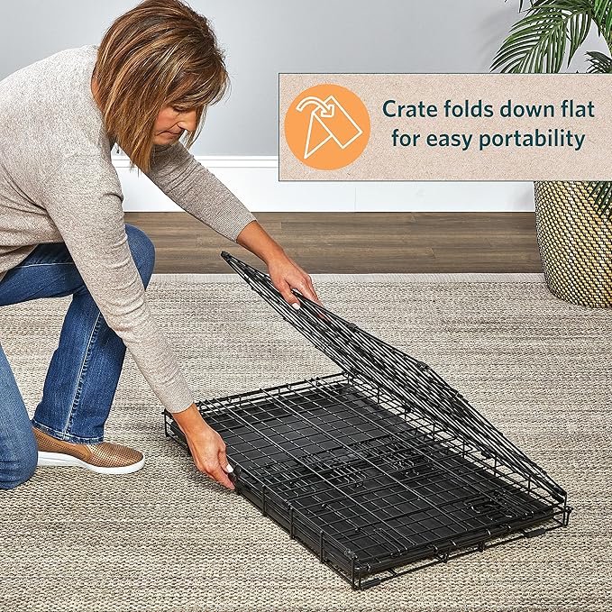 MidWest Homes for Pets Small LifeStages Single Door 24-Inch Folding Dog Crate, Enhanced Security, Includes Leak-Proof Pan, Divider Panel, Handle, Rubber Feet