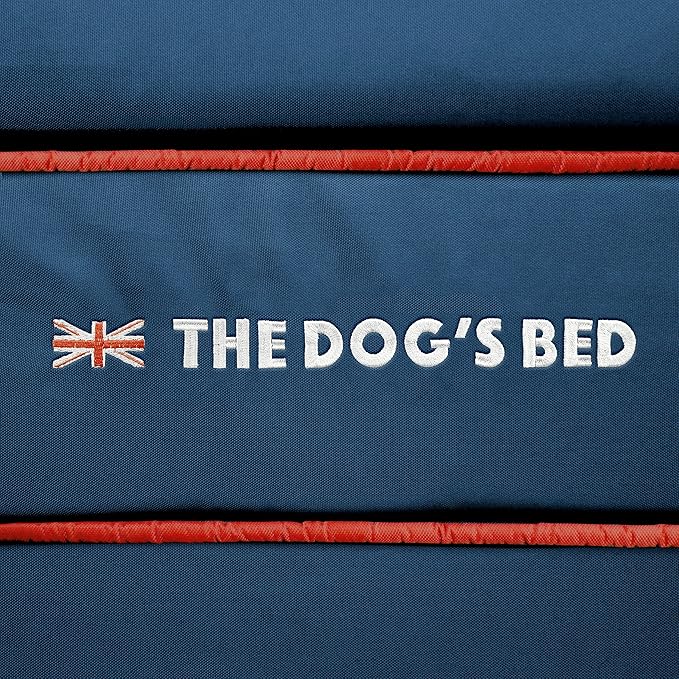 The Dog’s Bed Orthopedic Dog Bed XXL Blue Oxford with Red Trim UK Flag Dog Bed, Memory Foam, Pain Relief: Arthritis, Post Surgery, Lameness, Waterproof Washable Cover