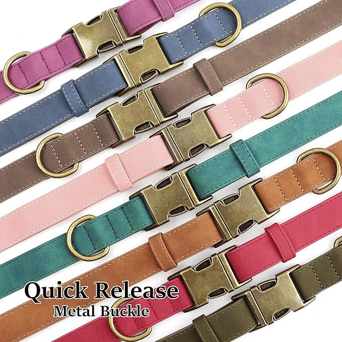 Didog Soft PU Leather Dog Collar, Stylish Quick Released Dog Collar for Large Dogs, Easy Clean Adjustable Pet Collar for Daily Walking, Brown, XL Fit 17-27" Neck
