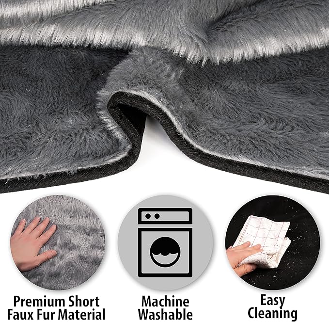 Callarome Waterproof Faux Fur Dog Blanket - Waterproof Dog Blanket for Bed, Couch or Dog Crate - Grey [50"x60"]