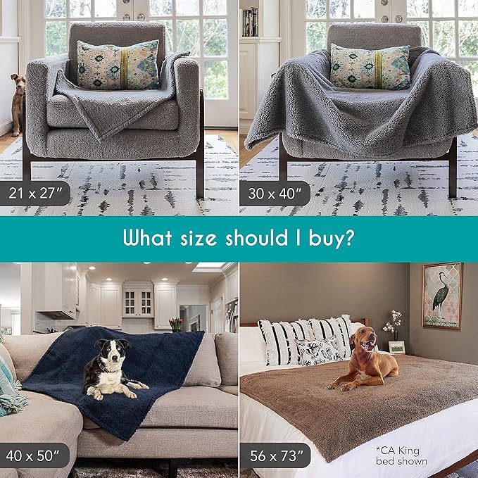 rocket & rex Medium Waterproof Dog Blanket, Brown, Washable Waterproof Pet Blanket Protects Beds, Couches & Other Furniture, Premium Fleece Fabric with Reversible Faux Suede, 30" x 40" (Pack of 1)