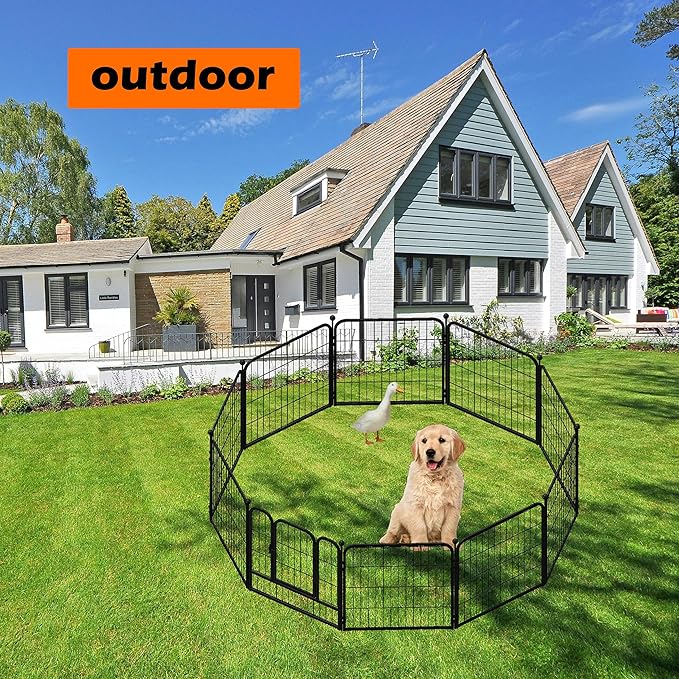 Dog Playpen Designed for Puppies/Small Dogs, Expandable Dog Pen for Indoor, 24 inch 8 Panels.Perfect Dog Pen for Camping, Yard, RV, Garden Fence, Black