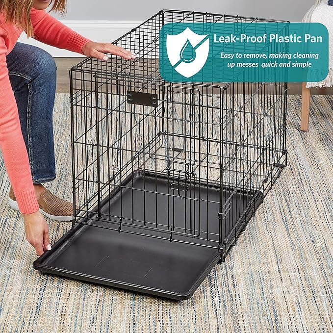 MidWest Homes for Pets 48-Inch Two-Door iCrate Folding Dog Crate with Divider Panel, Leak-Proof Tray & Secure Latches – Metal Wire Kennel for XL Breeds – Portable, Durable & Easy to Assemble