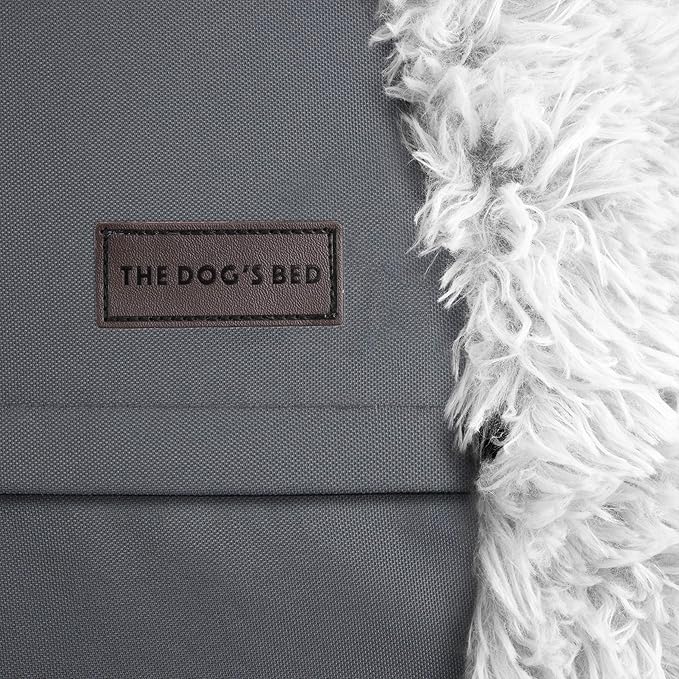 The Dog's Bed Sound Sleep Donut Dog Bed, Small Ice White Fur Calming Nest Bed, Veterinary Approved