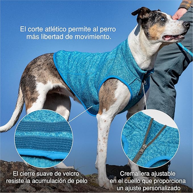 Kurgo Core Dog Sweater, Knit Dog Sweater With Fleece Lining, Cold Weather Pet Jacket, Zipper Opening for Harness, Adjustable Neck, Year-Round Sweater for Medium Dogs (Heather Orange, Medium)
