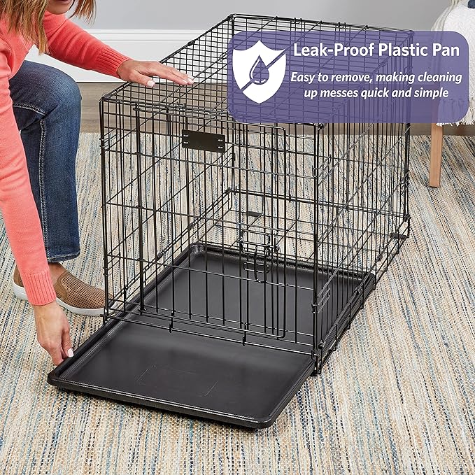 MidWest Homes for Pets 36-Inch iCrate Folding Dog Crate with Divider Panel, Leak-Proof Tray & Secure Latches – Metal Wire Kennel for Medium Large Breeds – Portable, Durable & Easy to Assemble