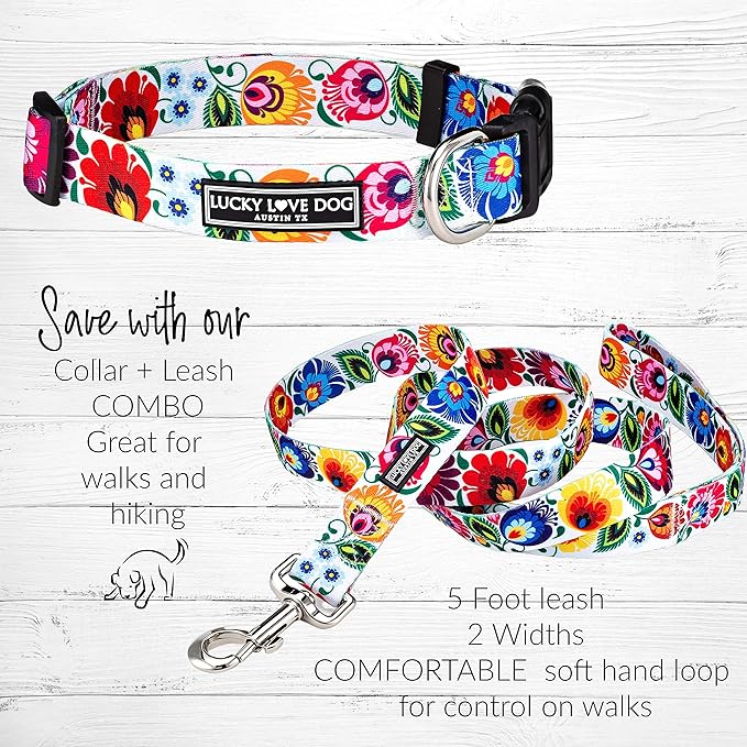 Lucky Love Dog - Adjustable Dog Collar with Easy Click Buckle for Small to Large Ones, Durable, & Comfortable for Male & Female Dogs, Pet Collar for Puppies & Adult Dogs - Ladybird, Medium