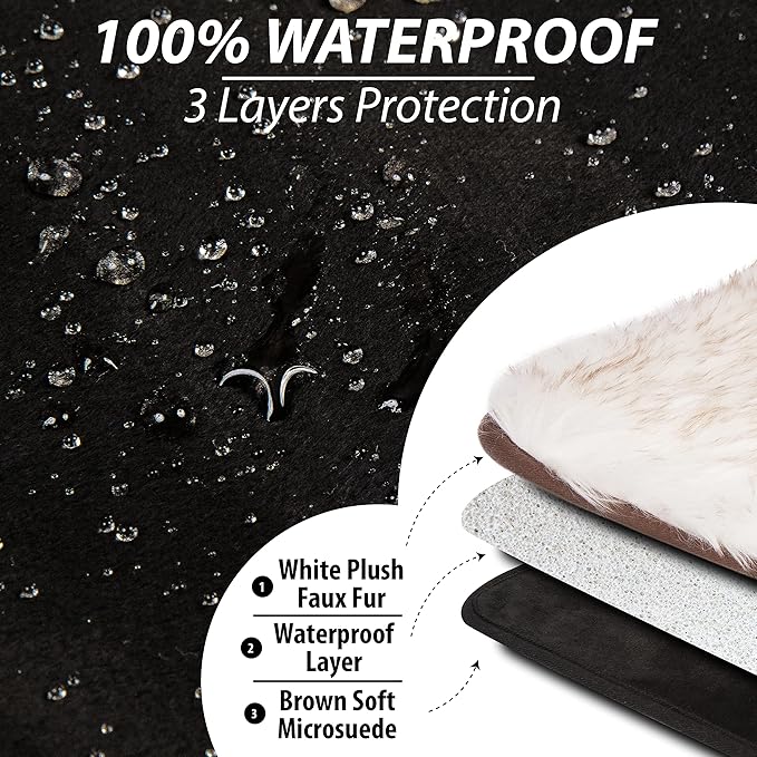 Callarome Waterproof Faux Fur Dog Blanket - Waterproof Dog Blanket for Bed, Couch or Dog Crate - White [50"x60"]