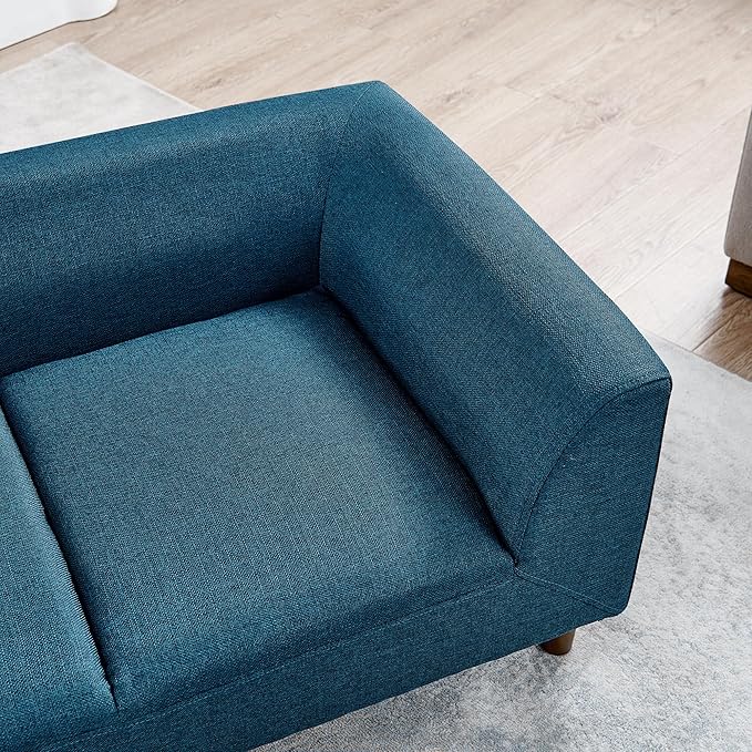Dog Sofa Couch for Medium Dogs with Backrest and Armrest, Memory Foam Dog Sofa Bed, Modern Elevated Pet Couch Bed with Wooden Legs, Blue